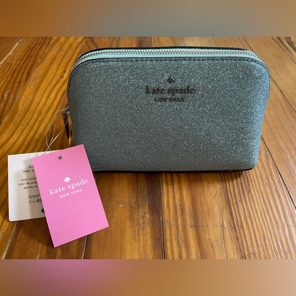 Kate Spade Cosmetics Bag Frosty Sky Glitter Fabric